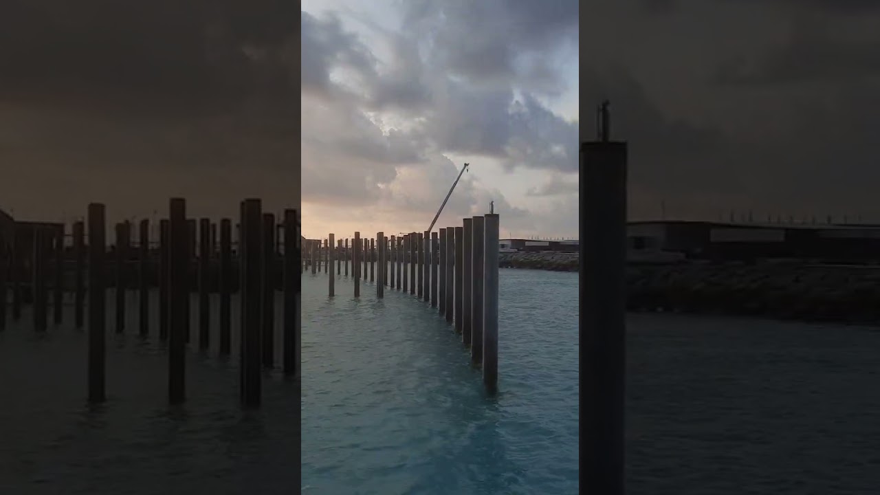 water villa jetty piling.