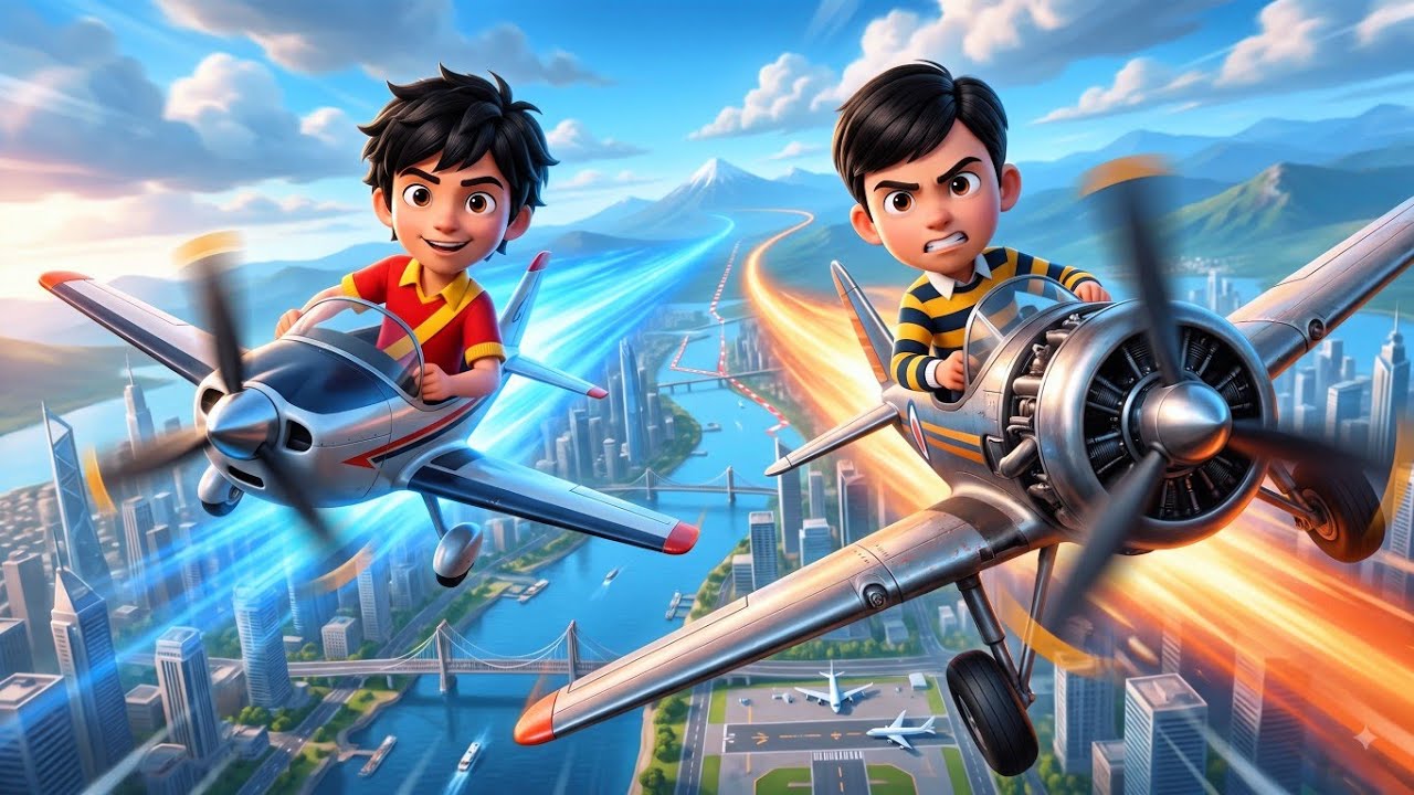 Shiva vs Rudra | Shiva & Rudra Airplane Race ✈️ | Mega Ramp Race | 3D Cartoon Story #shiva  #rudra
