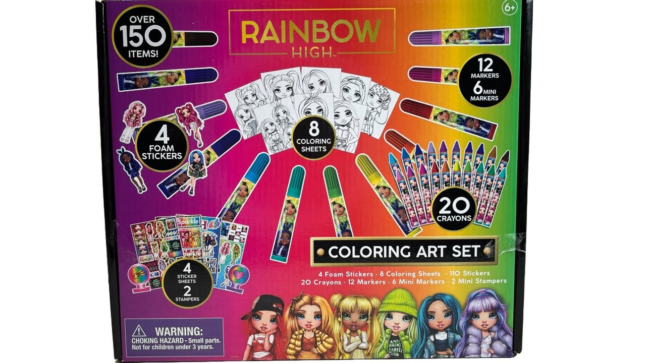 ASMR Unboxing Rainbow High Coloring Art Set - Crayons, Markers, Coloring, and No talking! Relaxing