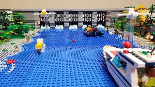 boats, trains, and cars at the Lego Dam