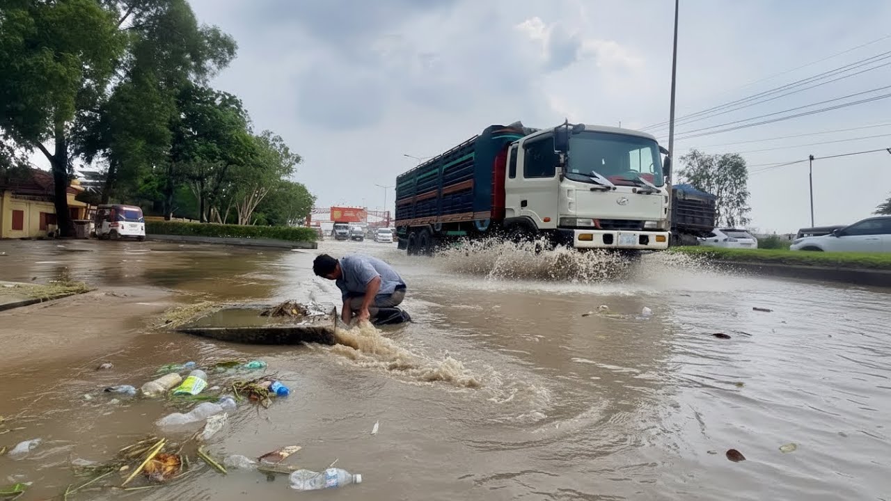 Fighting Floods Clearing Clogged Drains Amidst a Storm - YouTube