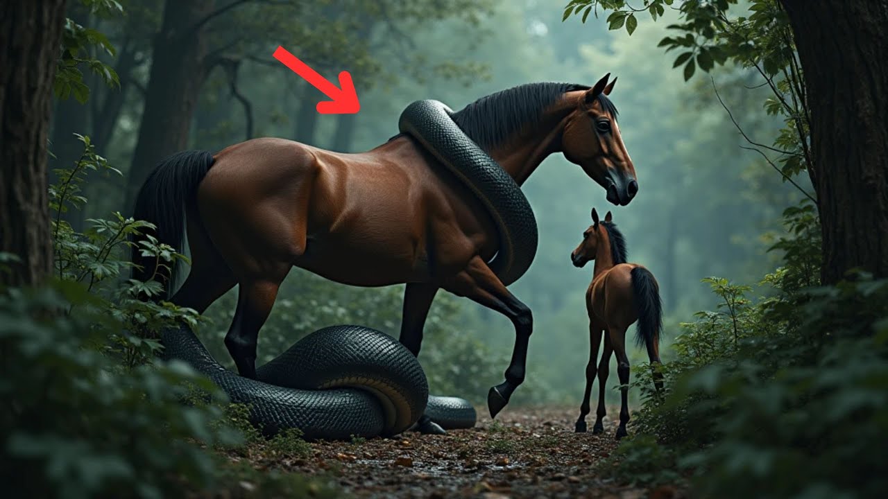 The Mother Horse Was Attacked By A Large Python, The Foal's Reaction ...