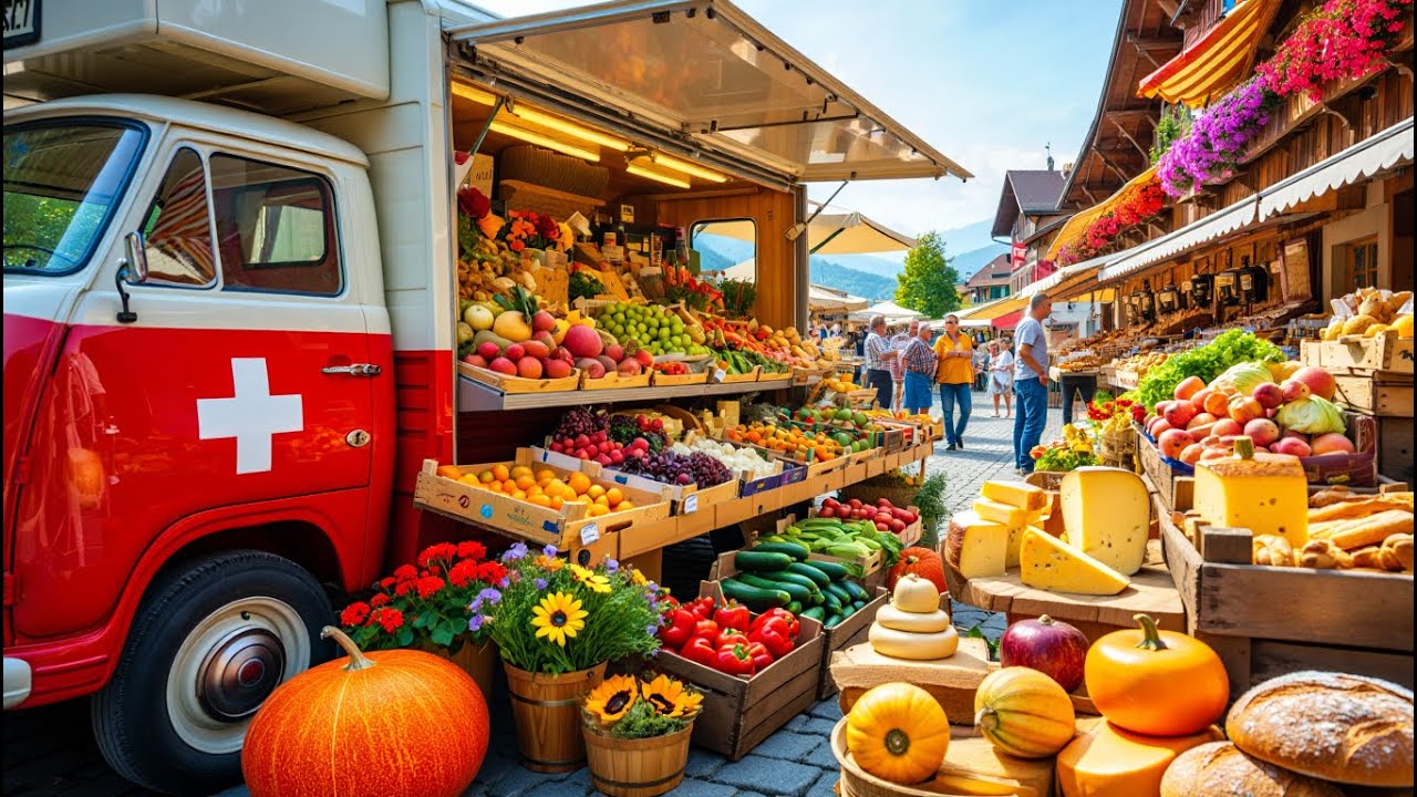 MORNING WALKING TOUR IN BERN 🇨🇭 ORGANIC FARMERS MARKET & OLD TOWN | SWITZERLAND IN 4K