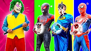 What If 5 SPIDER-MAN in 1 HOUSE ? || Rescue team SPIDER-MAN Pregnant Kidnapped By JOKER - Bunny Life