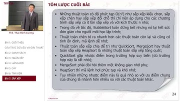 Tổng kết Sắp xếp - Cấu Trúc Dữ Liệu Và Giải Thuật (ThS Thạc Bình Cường) #59 | E-Learning