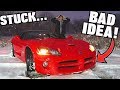 Driving My Dodge Viper In The Snow... It Got STUCK!!