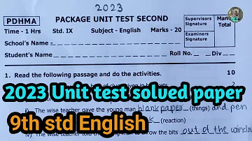 Unit test 2 9th std English 2023 solved paper