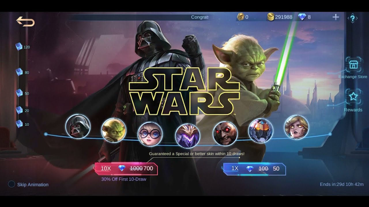STAR WARS ! MOBILE LEGENDS BANG BANG ! GUARANTEED FREE SKIN ! NEW EVENT SKIN !