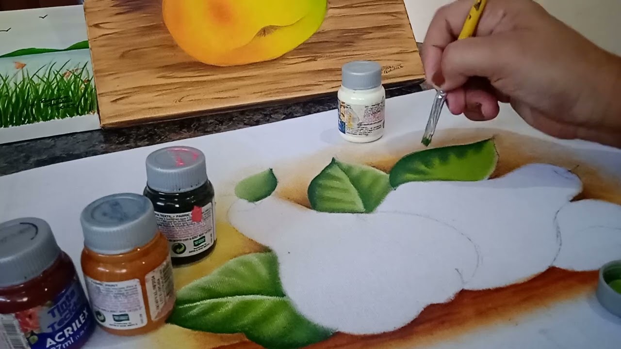 Rogéria Roldão pintura de tecido para iniciantes - peras e folhas, parte 1