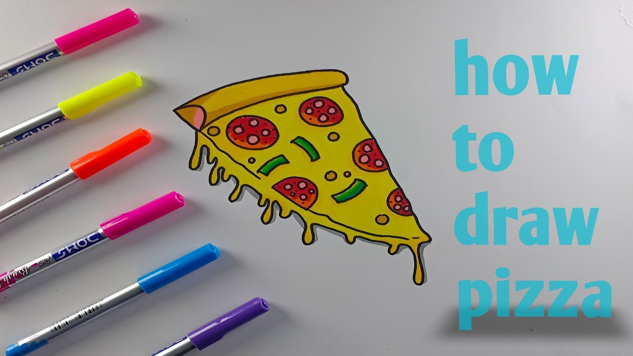 How to draw pizza | how to draw pizza esay- how to draw pizza slice ...