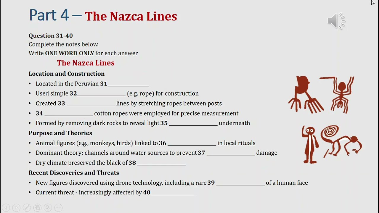 IELTS listening actual test Part 4: The Nazca lines  (answer+ transcript)