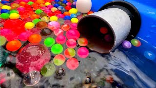 Water Sound ASMR ☆ Transparent Tunnel Wiggle ☆ Water Marble Run