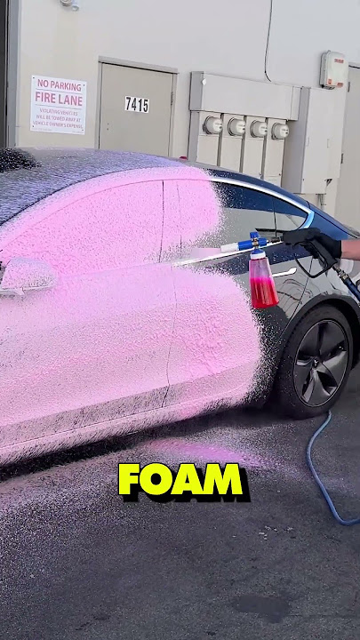 Prewash + Pink Snow Foam 💯#fyp #asmr #cardetailing #satisfying #cardi, foam cannon car wash