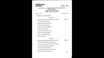 Software Engineering Question paper of BCA 5th semester NEP 2024 #exam #questionpaper