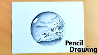 ️PENCIL DRAWING IN CIRCLE | SIMPLE & EASY 