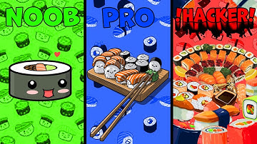 🎮NOOB vs PRO vs HACKER (Sushi Roll 3D cooking asmr game🍣) DemoBA.
