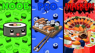 🎮NOOB vs PRO vs HACKER (Sushi Roll 3D cooking asmr game🍣) DemoBA. screenshot 2