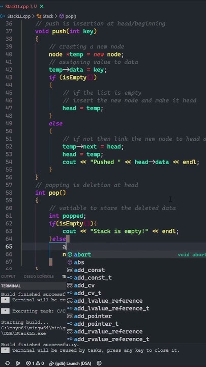 C++ | Stack | Stack implementation using singly linked list - YouTube
