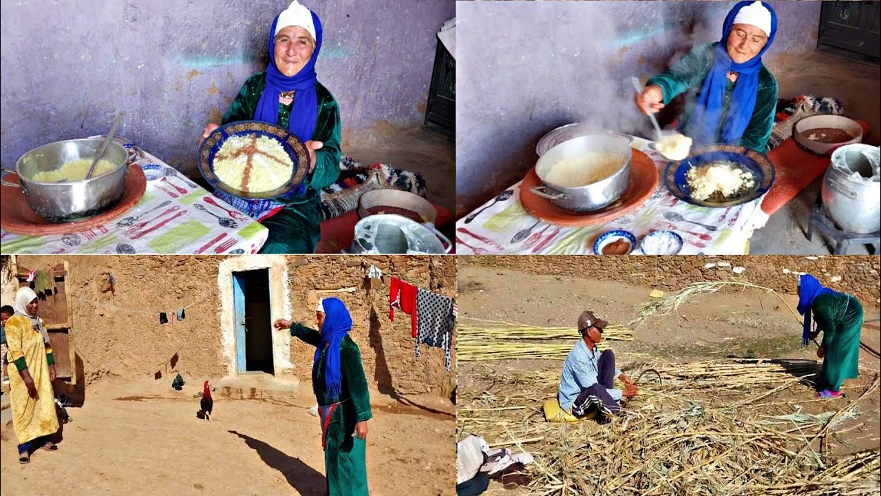 طبخ في البادية/ سفة بالسميدة بطريقة بلدية👌 حيحات على عروستها 🤣 شوهاتني معجبهاش لقصب😯