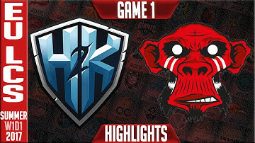 H2K vs Mysterious Monkeys Game 1 Highlights - EU LCS Summer Split 2017 W1D3 - H2K vs MM