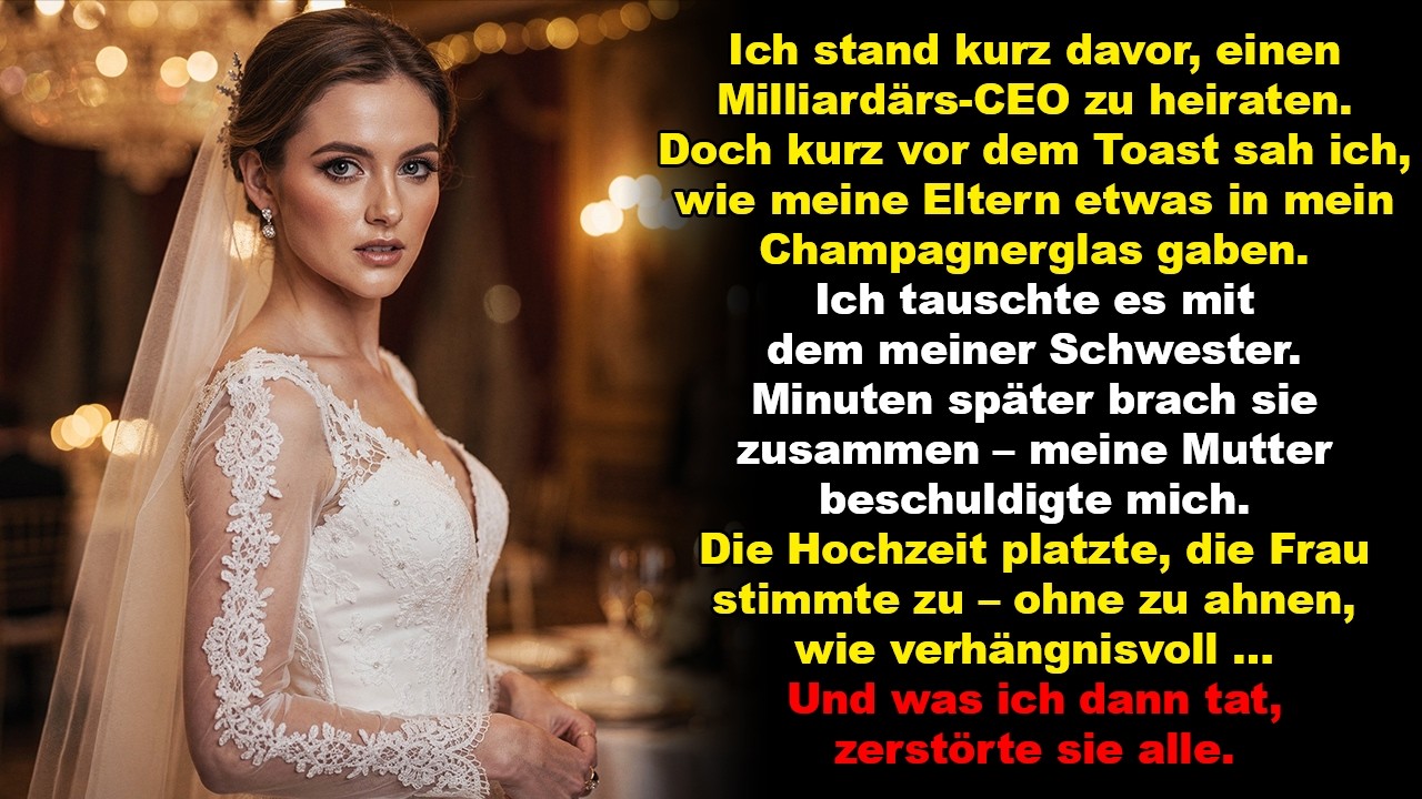 An meiner Hochzeit wollte meine Mutter mich vergiften – doch ich vertauschte die Gläser…