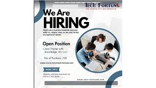 Tech Fortune Hiring Java Trainers 100 Positions Freshers Can Also Apply