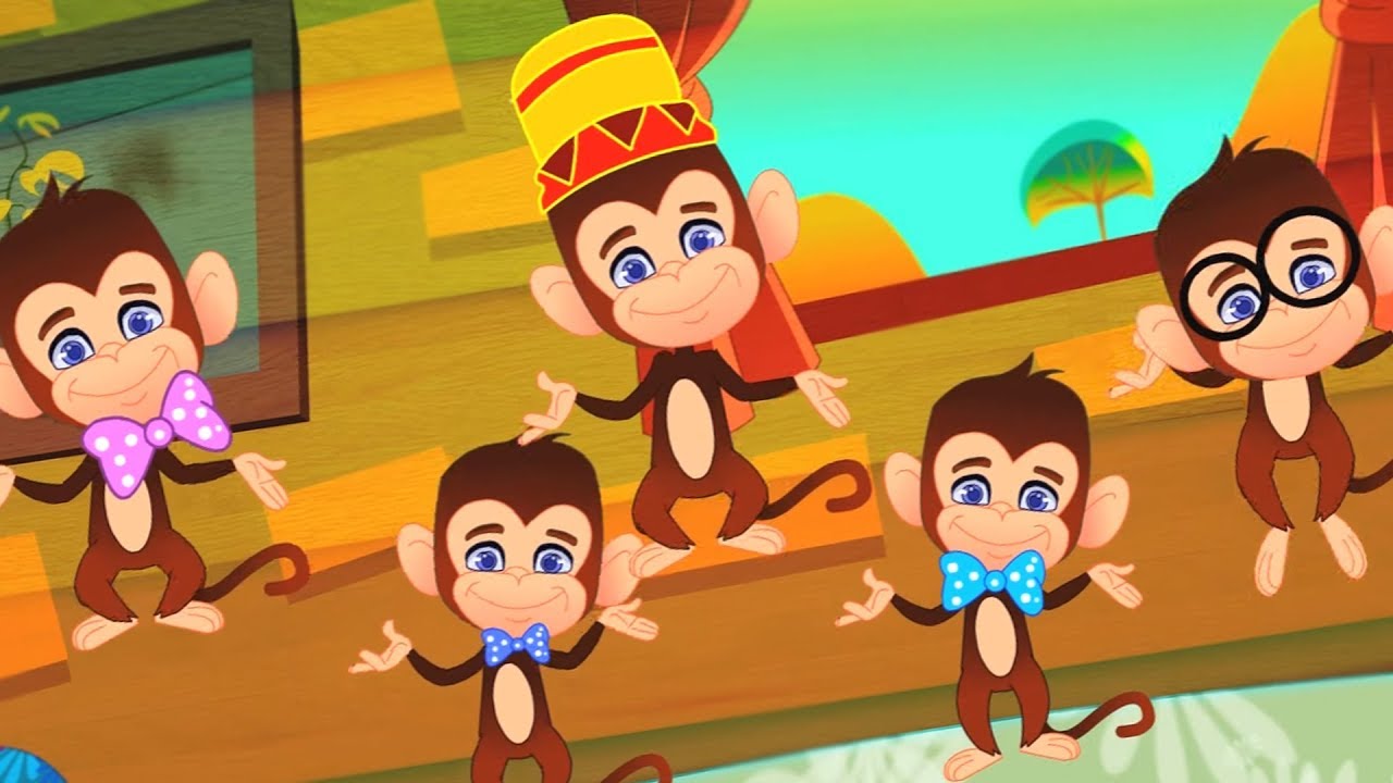 Five Little Monkeys Nursery Rhymes Songs For Kids Baby Songs For ...