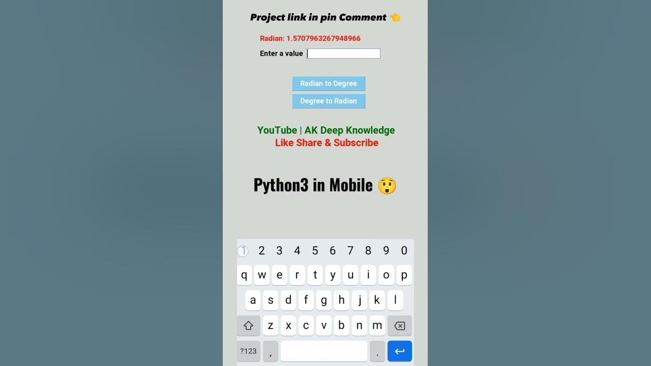 Radian to degree python converter in Mobile 😲 #python #tkinter # ...
