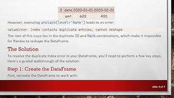 Resolving the duplicate index error When Using Pandas unstack