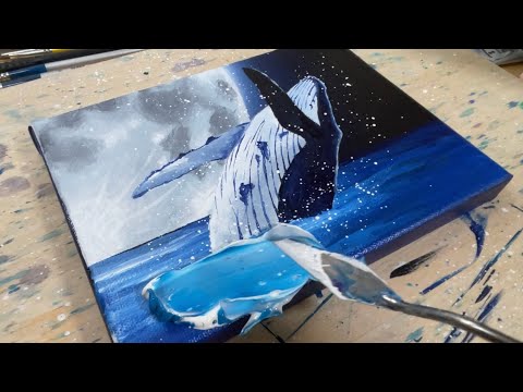 アクリル画 「クジラが泳ぐ海」 原画 「クジラが泳ぐ海」 アクリル画 原画