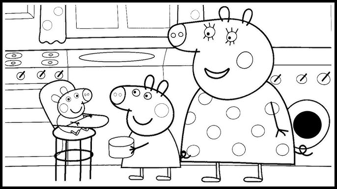 Desenhar E Colorir Peppa Pig E Suzy Ovelha Comendo Biscoitos 🐷🍪🐑 Desenhos  Para Crianças 