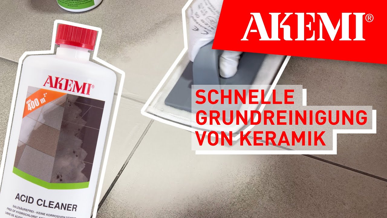 Vorschaubild des Videos: Schnelle und professionelle Grundreinigung von stark verschmutzen Keramikböden: AKEMI Acid Cleaner
