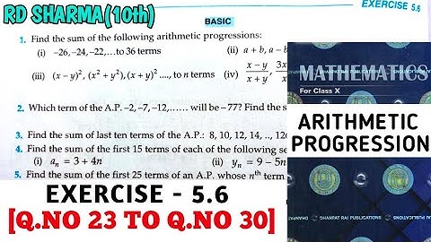 RD SHARMA CLASS 10 ARITHMETIC PROGRESSION EXERCISE- 5.6[Q.NO 23 TO 30] MATH FEAR | CHAPTER 5 | CBSE