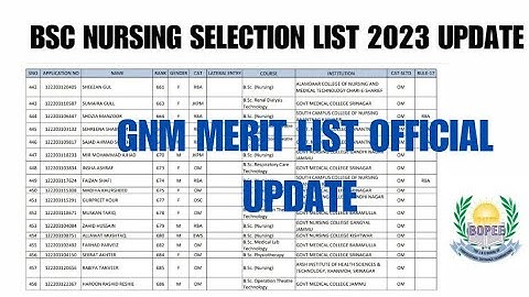 JKBOPEE BSC NURSING AND GNM LISTS OFFICIAL UPDATE