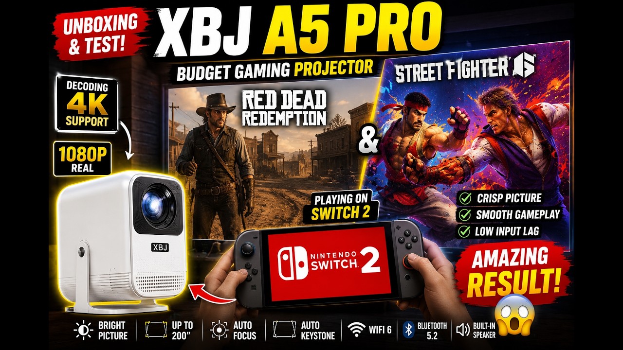 I Bought the XBJ A5 Pro Budget Projector… Nintendo Switch 2 Gaming