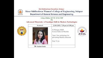 Day 3-Session2 of 6 Days ATAL FDP on Advanced Materials: A Paradigm Shift in Modern Technologies