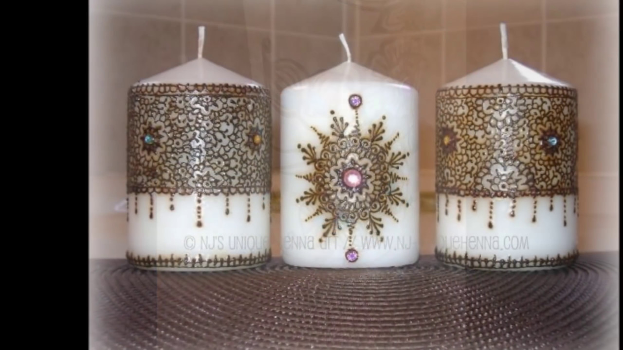 فن النقش بالحناء على الشموع ارووع 2017 Youtube