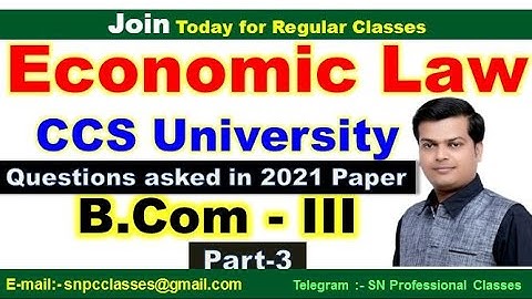 Economic Law PYQ | Economic Law mcq bcom 3rd year | ccs university previous question papers