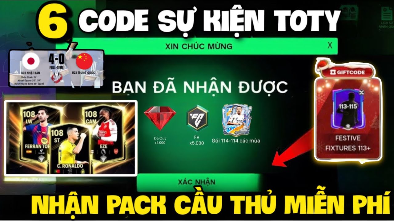 Nhập 6 Code TOTY 26 Fc Mobile VN Mới Nhất Nhận Vé Quay FC Và Pack Cầu Thủ Miễn Phí Còn Sử Dụng Được