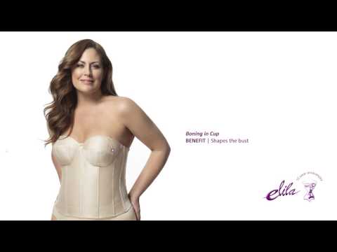 Women's Elila 6421 Long Strapless Longline Underwire Bra (White 42B)