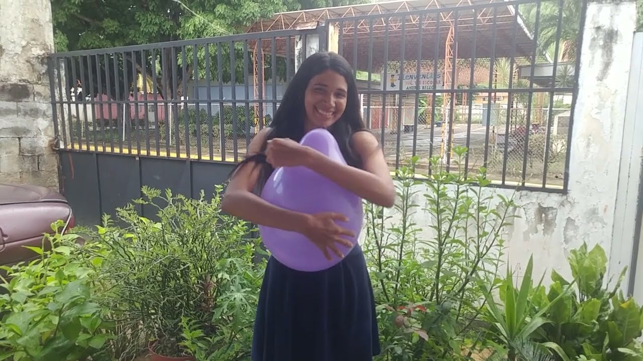 Happy balloons bursting in the garden