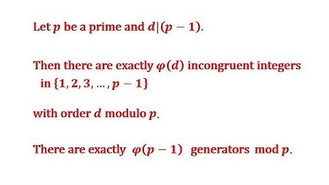 Number Theory Review - Primitive Roots or Generators Modulo Prime