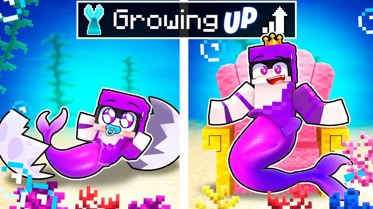 GROWING UP as a ROYAL MERMAID in Minecraft! 