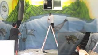 Napali Coast, Kauai Mural Painting, Bubbles Below, Port Allen