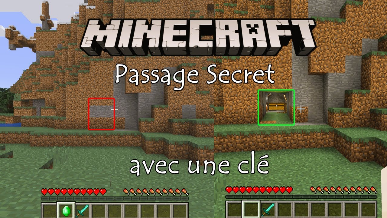 Tuto Passage Secret Invisible et Sécurisé (avec une clé) sur Minecraft