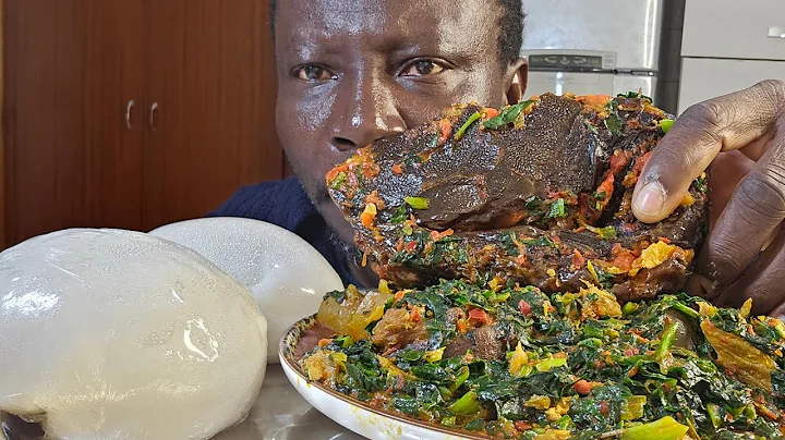 ASMR Mukbang vegetable soup with pounded yam fufu #eatingasmr #mukbang #asmr 