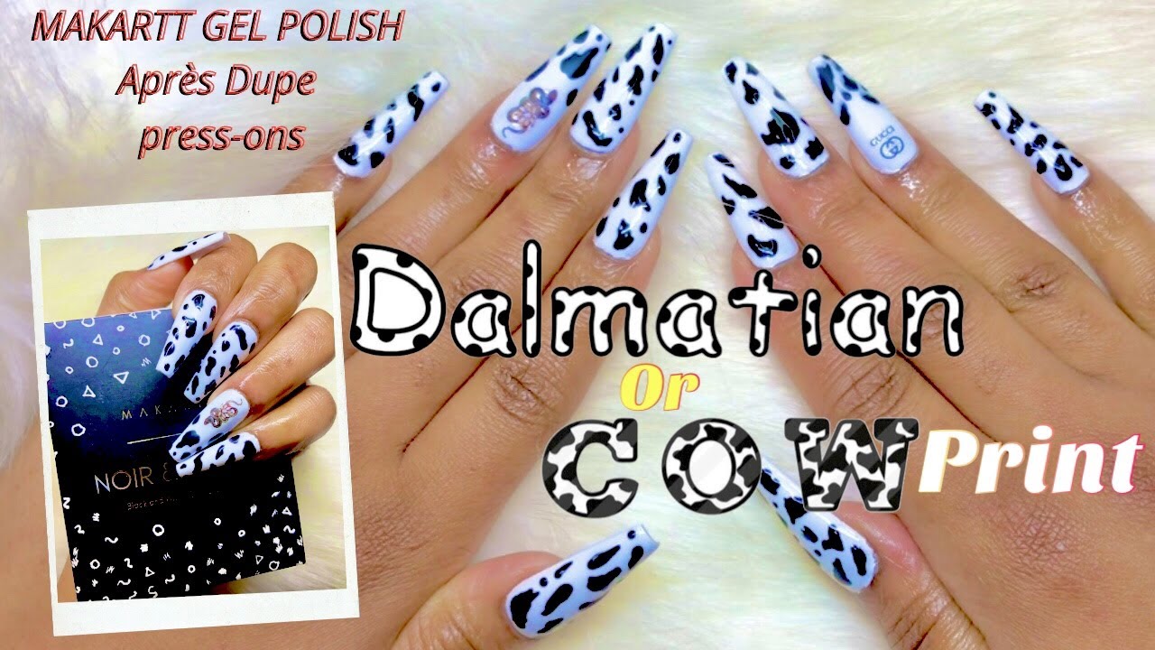 MAKARTT noir & blanc gel polish-Après dupe/cow print press ons