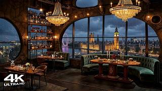 Soft Jazz Saxophone & Rain Sounds in a Cozy London Bar ~ Rainy Night Jazz for Stress Relief