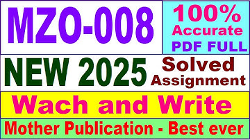 MZO 008 solved assignment 2025 in English || mzo 008 solved assignment 2025-26 || ignou mzo008 2025