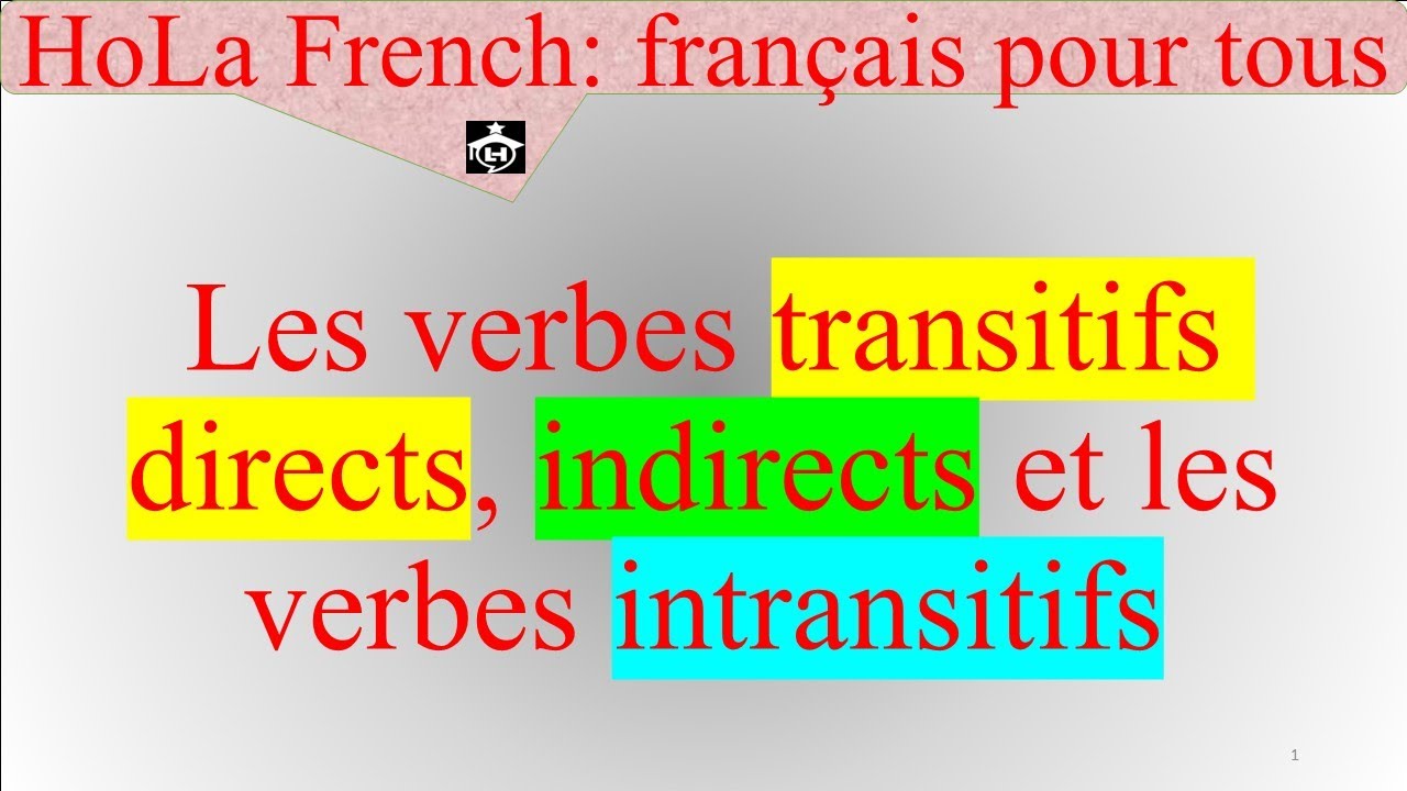 Verbes transitifs directs, indirects et verbes intransitifs